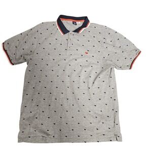 Ferrioni Polo Shirt Mens XL Gray Dog Print Embroidered Scottie 100% Cotton